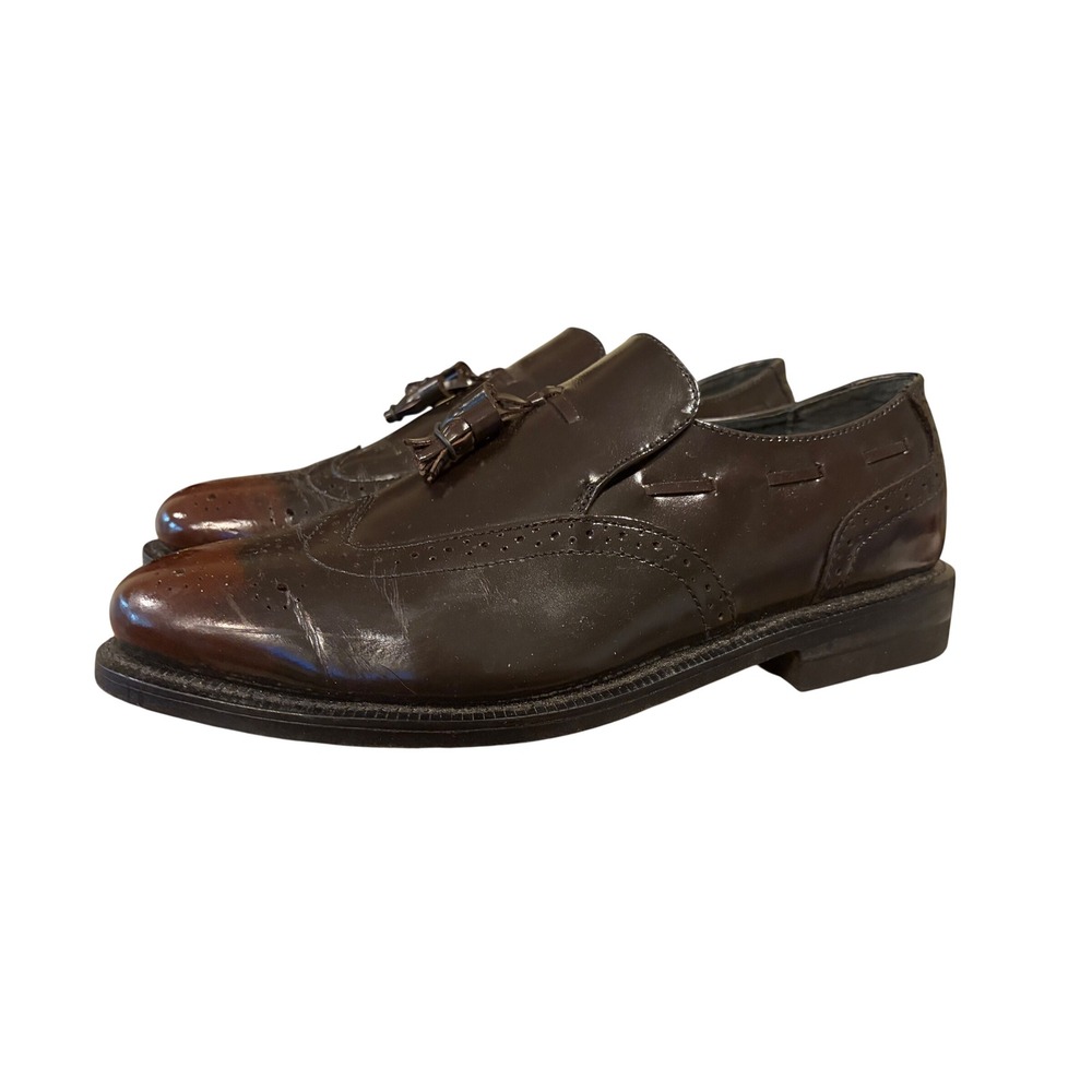 Executive Imperial Mens Brown Leather Wingtip Tassel Loafers 11E2 Style 369